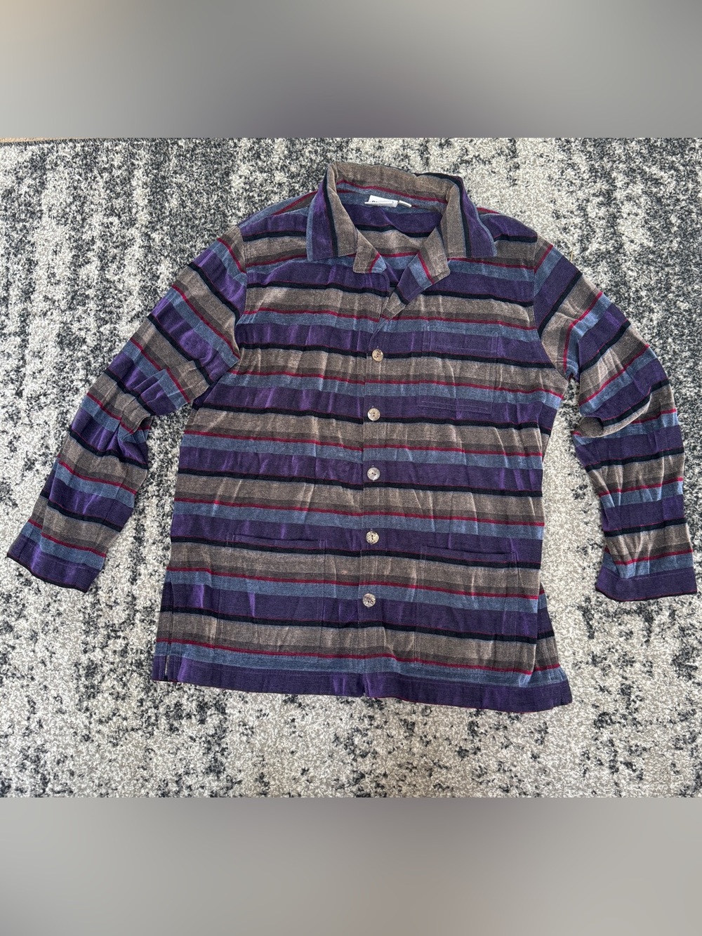 Chico's Multicolor Striped Knit Top - Purple, Brown, Gray